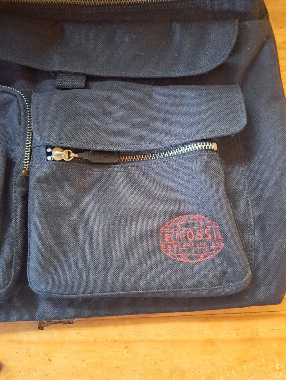 Fossil Messenger Crossbody Laptop Bag Black Multi-Pocket Utility Organizer